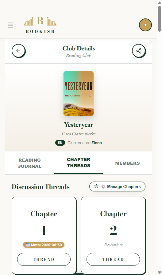 Bookish Chapter Deadlines and Reading Pace